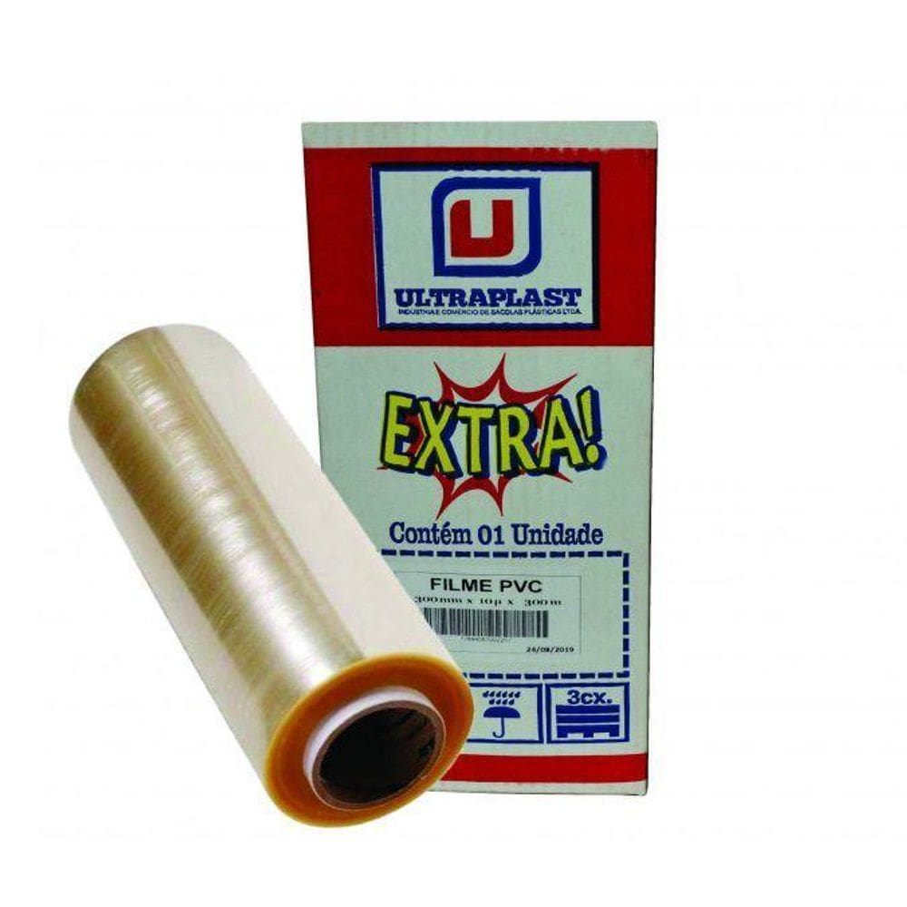 Rolo Filme Pvc Industrial Ultra 30cmx300m 0,10mm