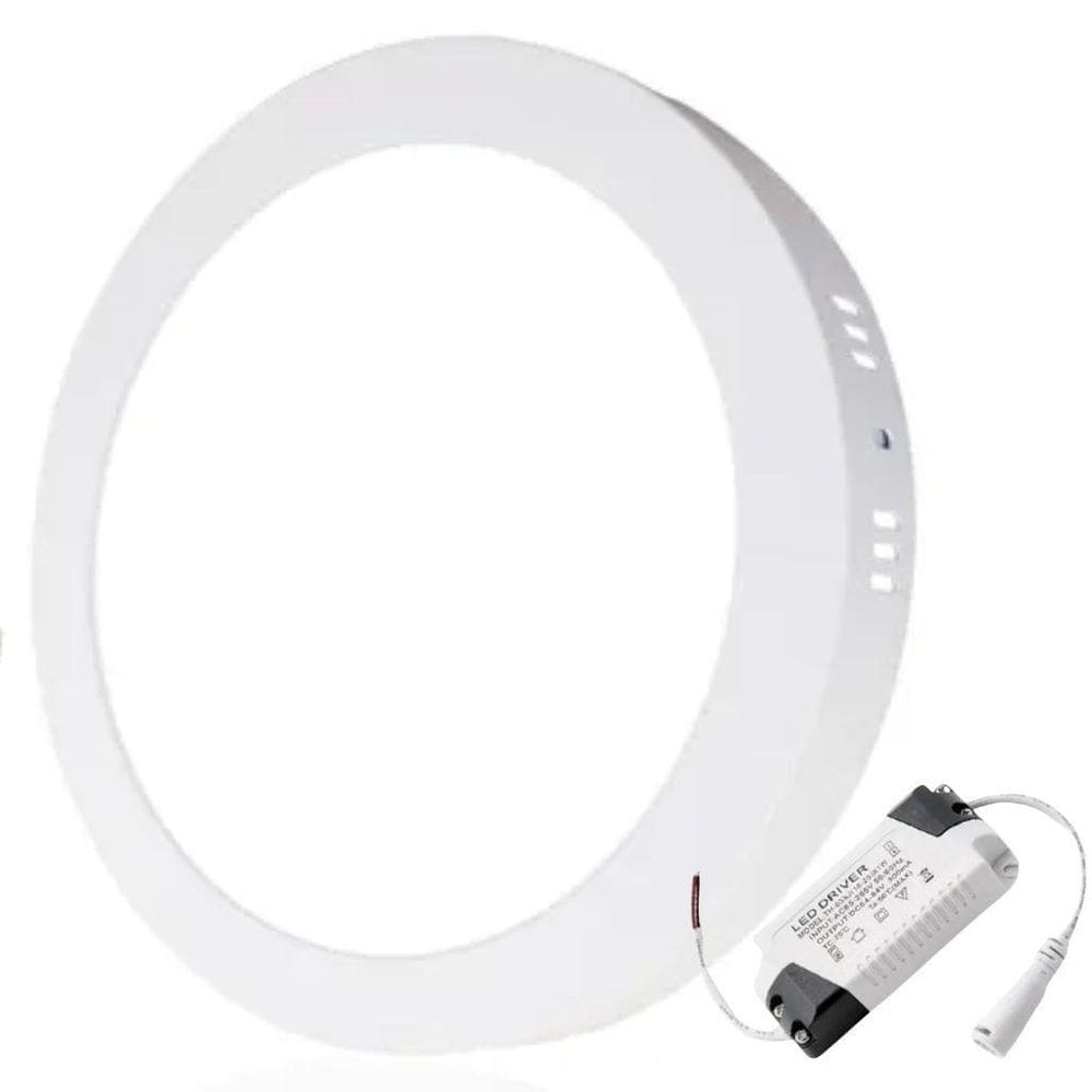 Painel Plafon 12W Luz Led Redondo Sobrepor 6500K Branco Frio