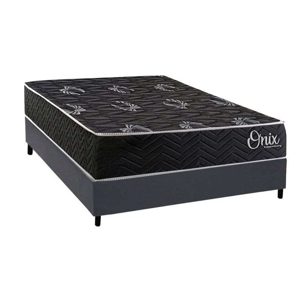 Cama Box NOVO + Colchão Espuma Kappesberg D28 Anatômico Onix + Base CRC Corano Gray