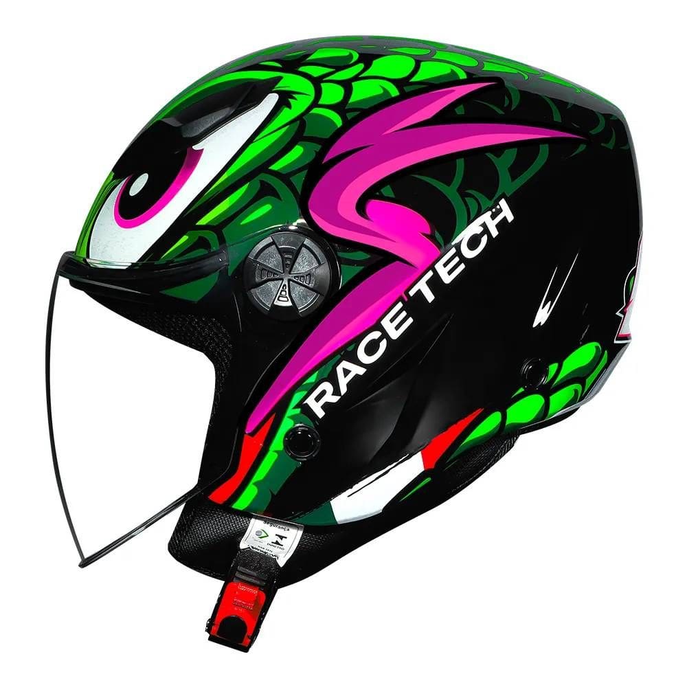 Capacete Race Tech Play Snake Preto e Verde