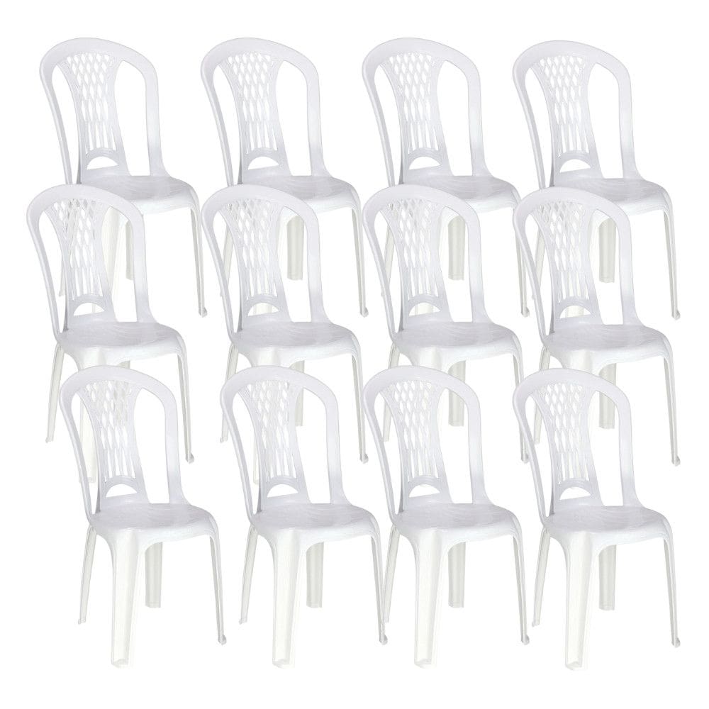 Kit 12 Cadeiras de Plastico Sem Braco Laguna Tramontina Basic