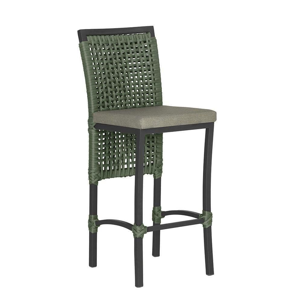 Banqueta Em Alumínio Roma Preta Corda Náutica Tecido 8 Verde