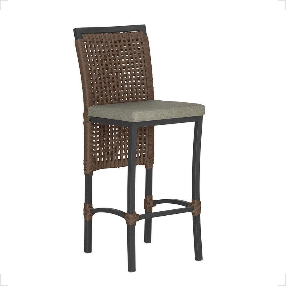 Banqueta Em Alumínio Roma Preta Corda Náutica Tecido 8 Marrom