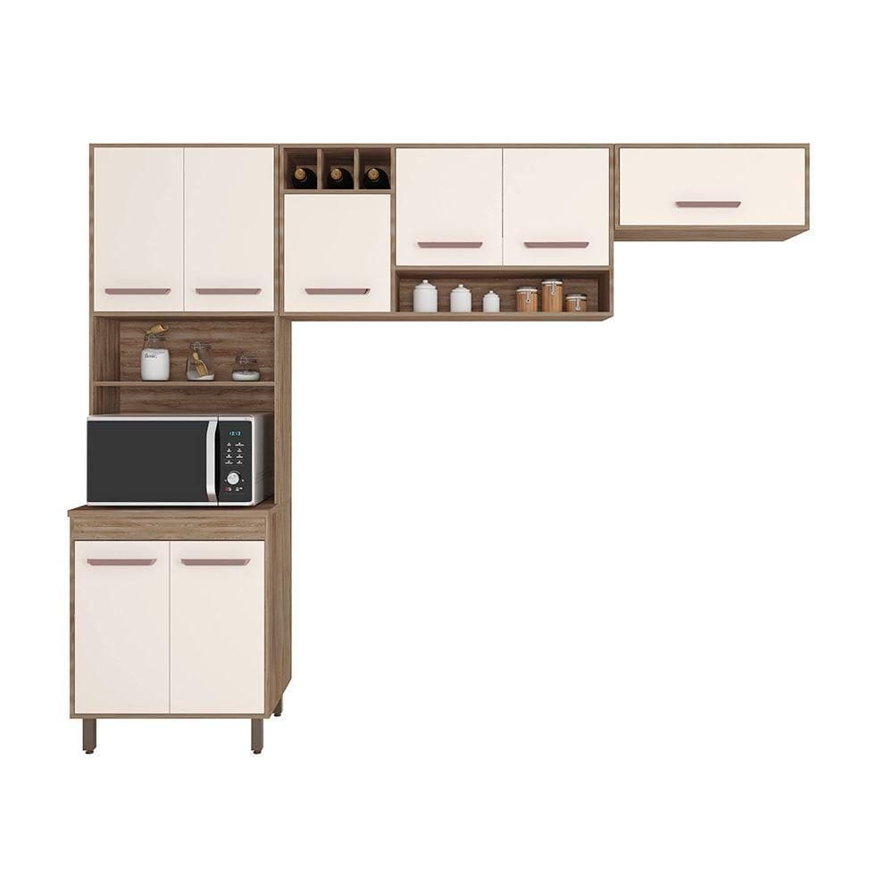 Cozinha Compacta (03 Peças) Barcelona Carvalho Oak Off White - Ssx Multicoisas