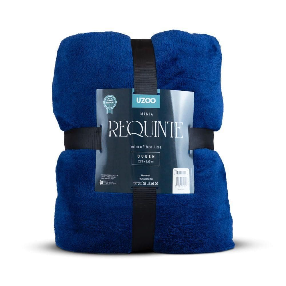 Manta Microfibra Flannel Requinte Queen 220x240cm - Uzoo Manta Microfibra Flannel Requinte Queen 220x240cm Azul