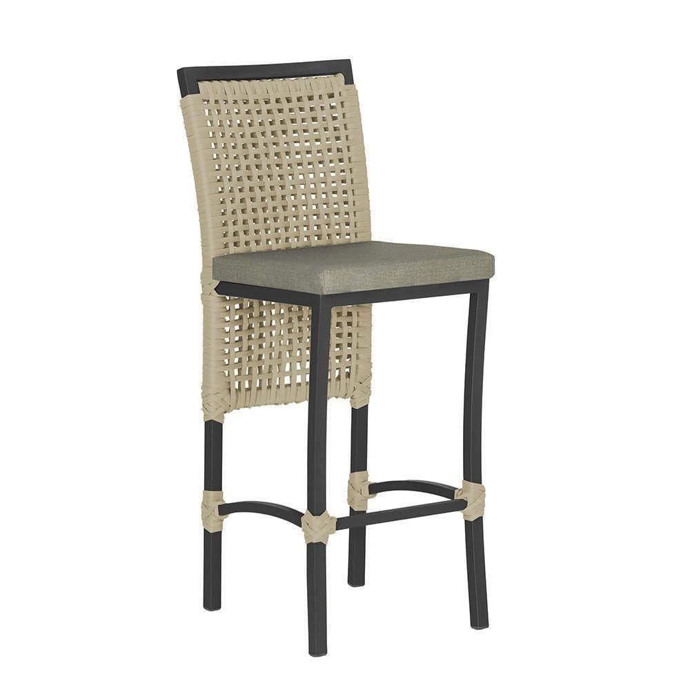 Banqueta Em Alumínio Roma Preta Corda Náutica Tecido 8 Rami