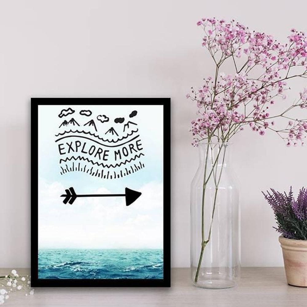 Quadro Explore More 24X18Cm - Com Vidro - Madeira Preta
