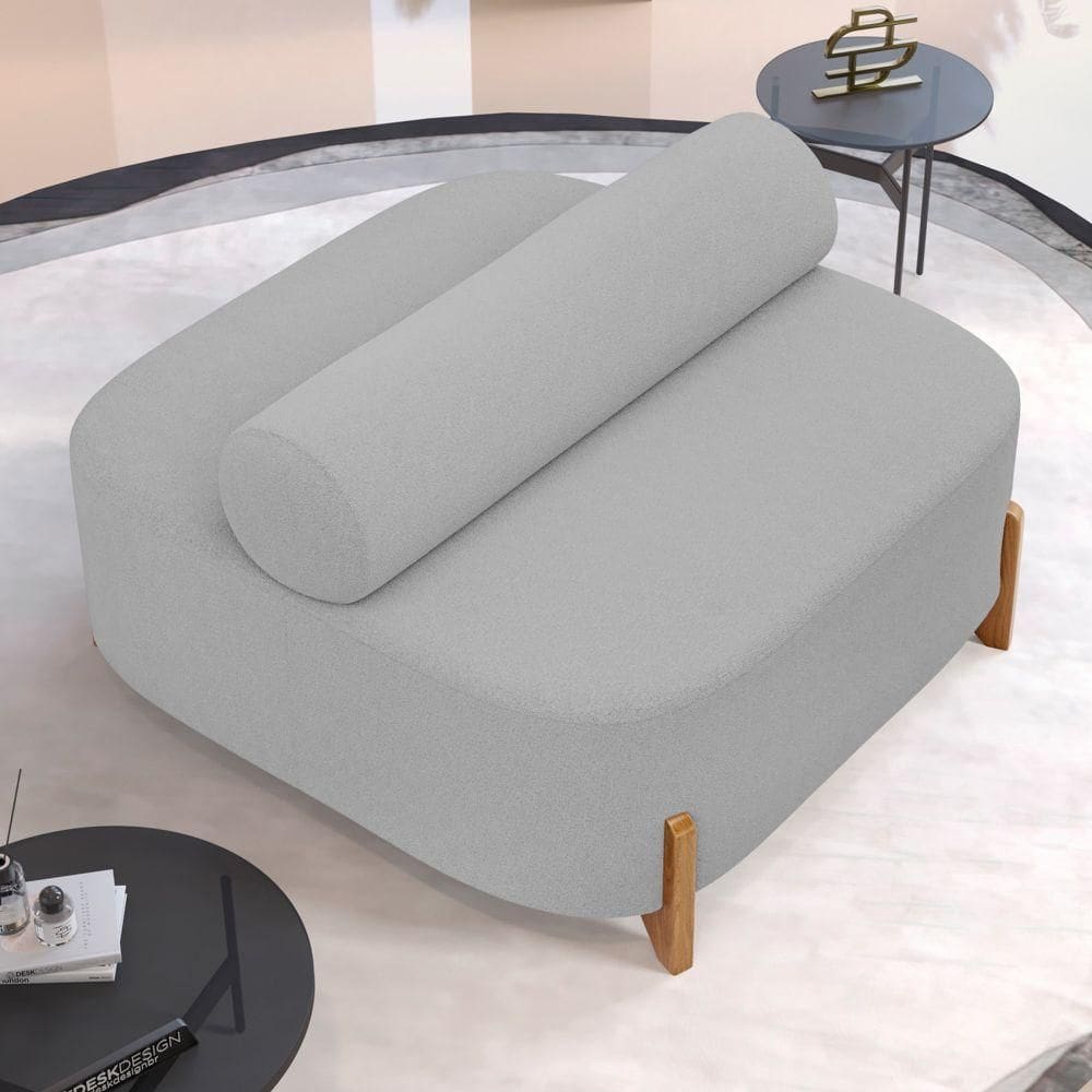 Sofá Ilha Orgânico Living Closet Evo 125cm 02 Lugares Bouclê Cinza Claro - Desk Design Cinza Claro