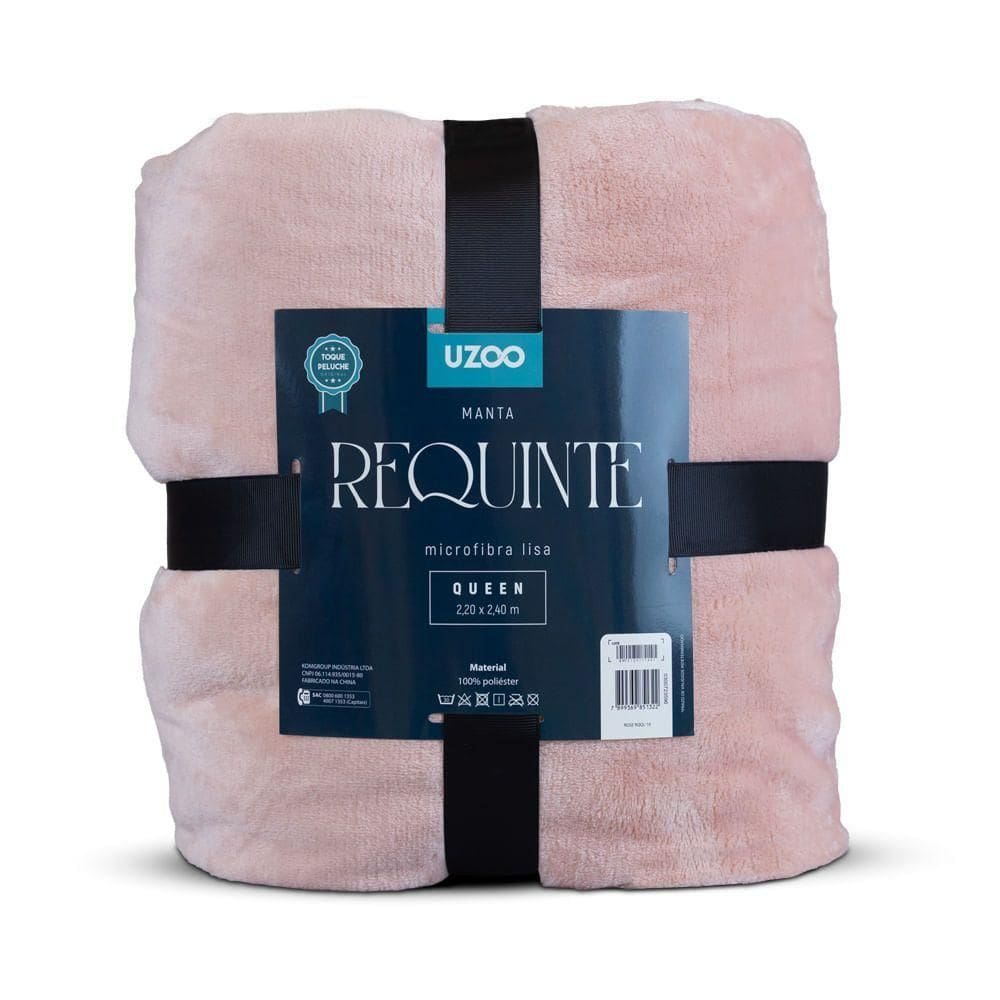 Manta Microfibra Flannel Requinte Queen 220x240cm - Uzoo Manta Microfibra Flannel Requinte Queen 220x240cm Rose