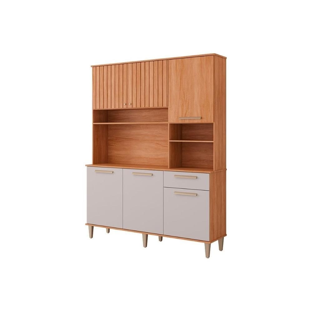 Cozinha Compacta Mila 6 Portas 1 Gaveta e 4 Nichos Cinamomo/Off White - MGM