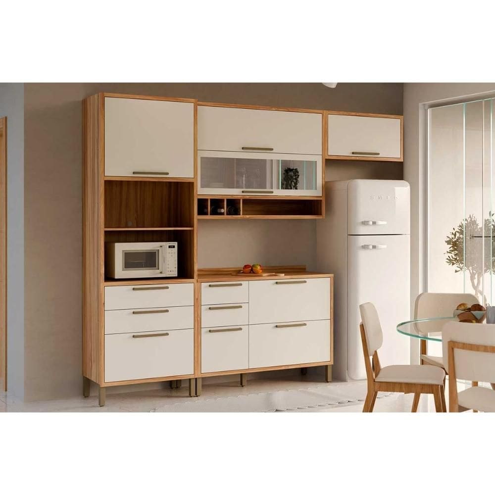 Cozinha Modulada Ronipa 4 Peças Syrah C4P233 Amendoa/Branco