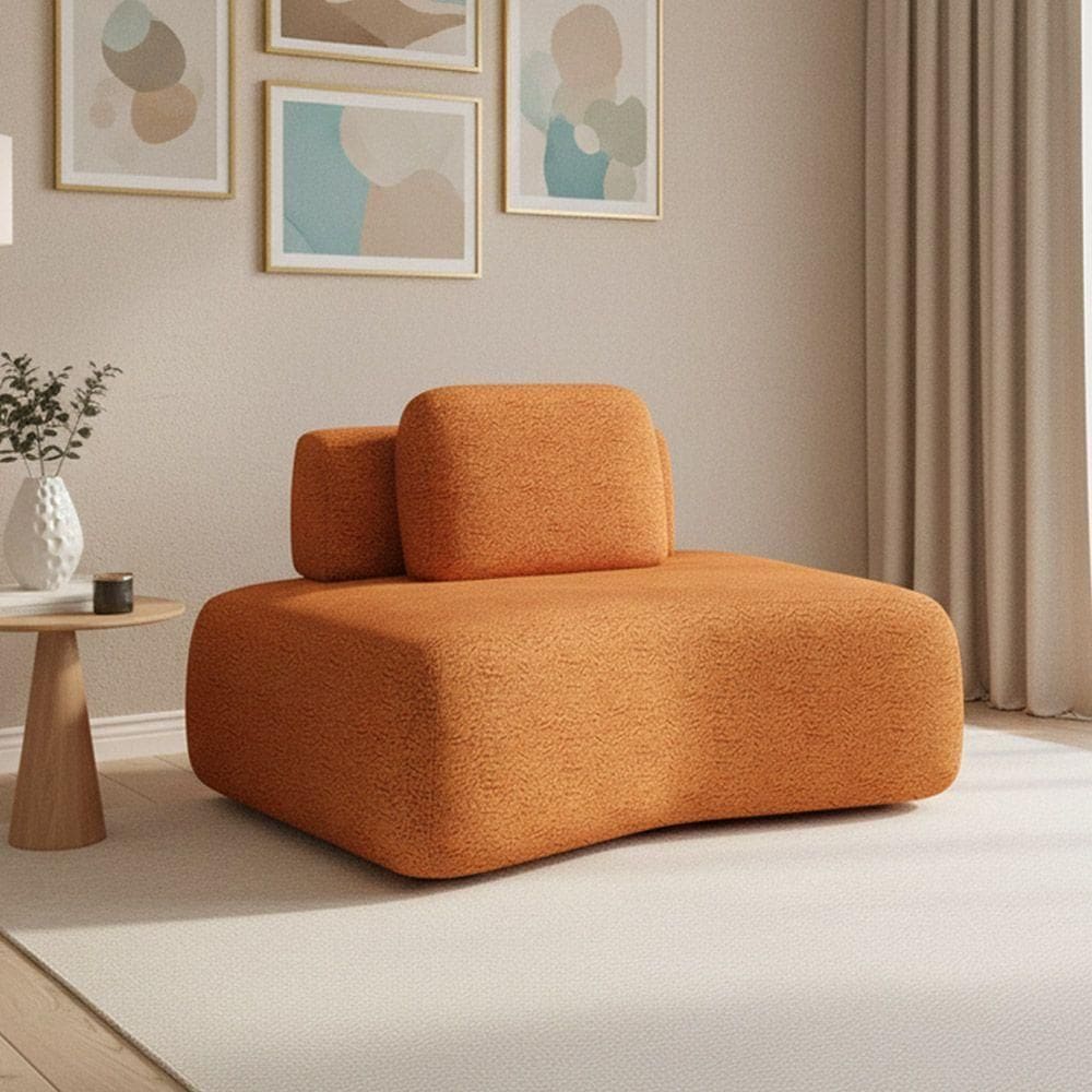 Sofá Módulo Canto 175cm Orgânico Sala Berlim Bouclê Caramelo K01 - D`rossi