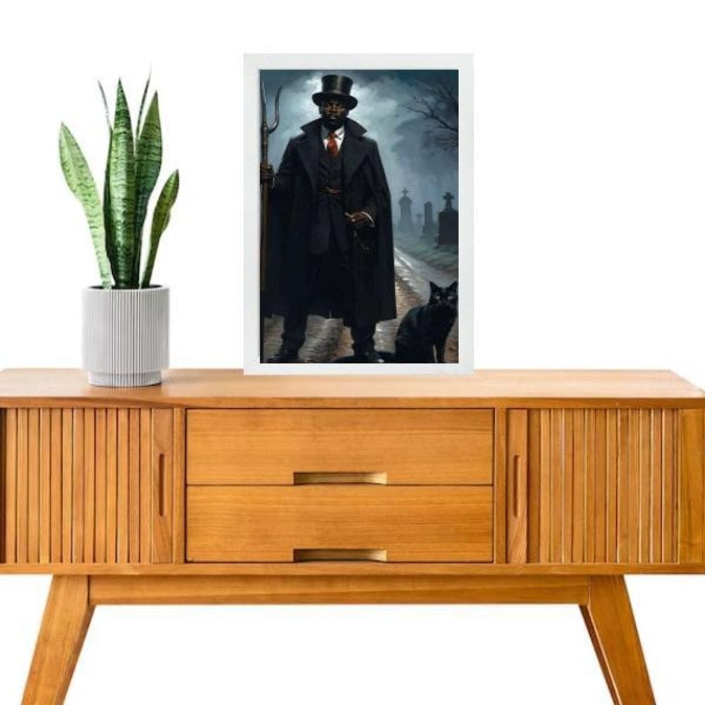 Quadro Umbanda Exu Gato Preto 33X24Cm