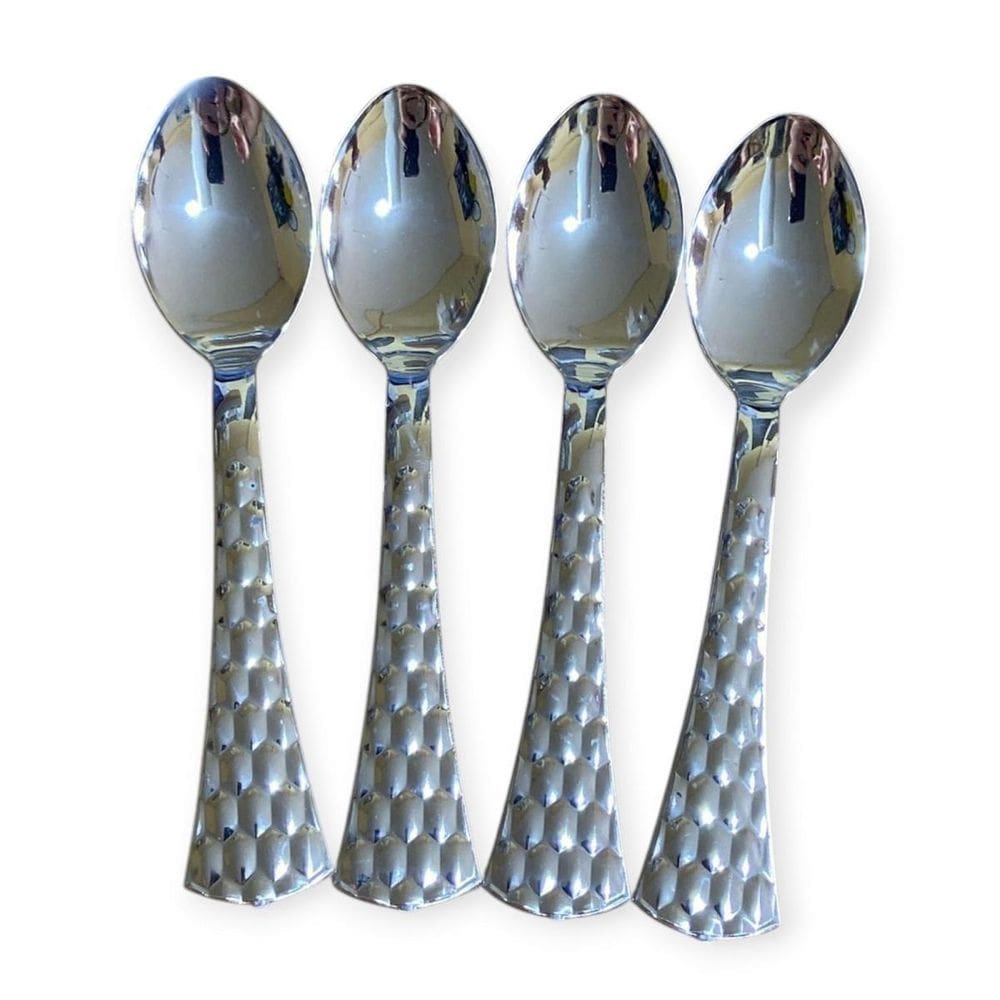 Kit 48 Colheres Sobremesa Luxo Plástico 13.8Cm Prata Festa