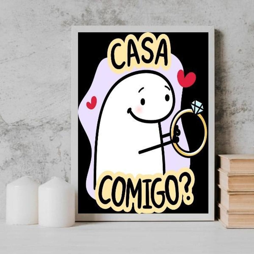 Quadro Pedido Casamento Casa Comigo 45X34Cm - Com Vidro