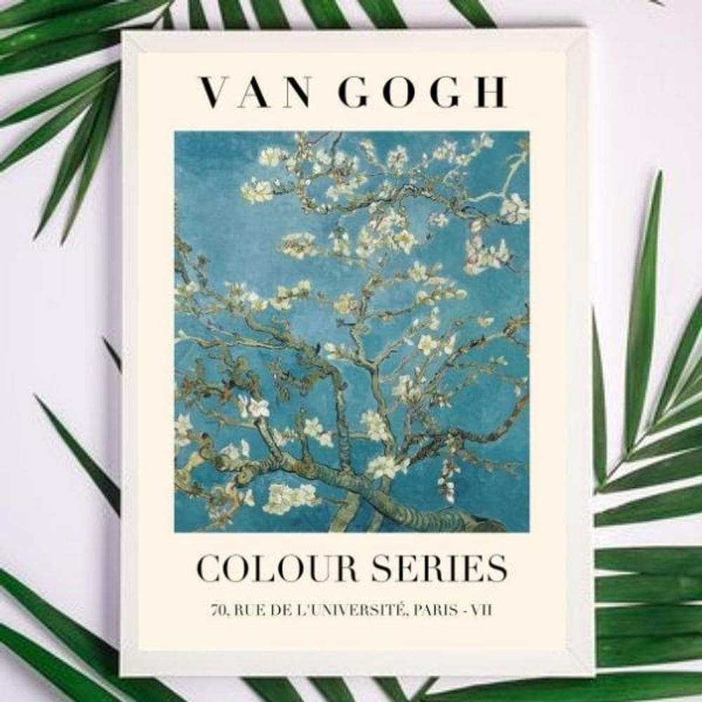 Quadro Van Gogh Cerejeiras 45x34cm - Moldura Branca