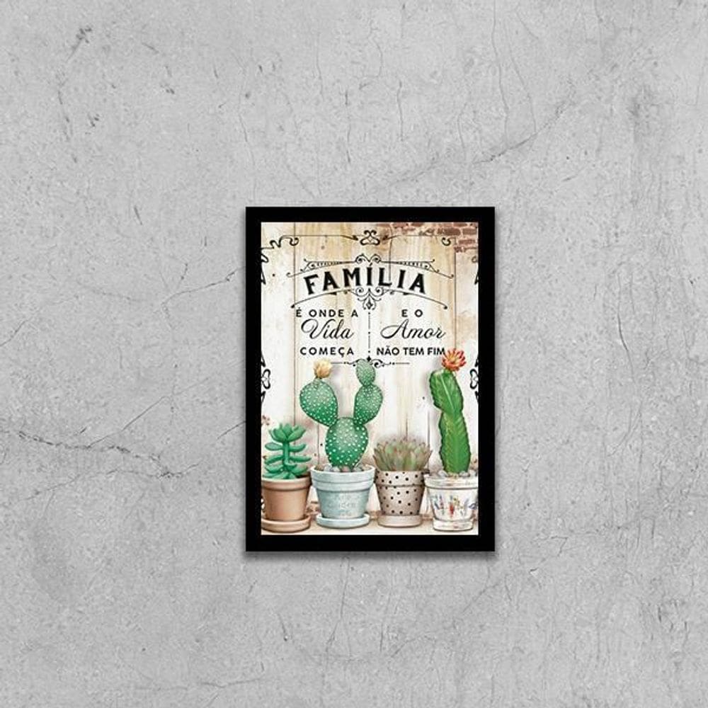 Quadro Família É Onde A Vida Começa 45X34Cm Com Vidro Preta