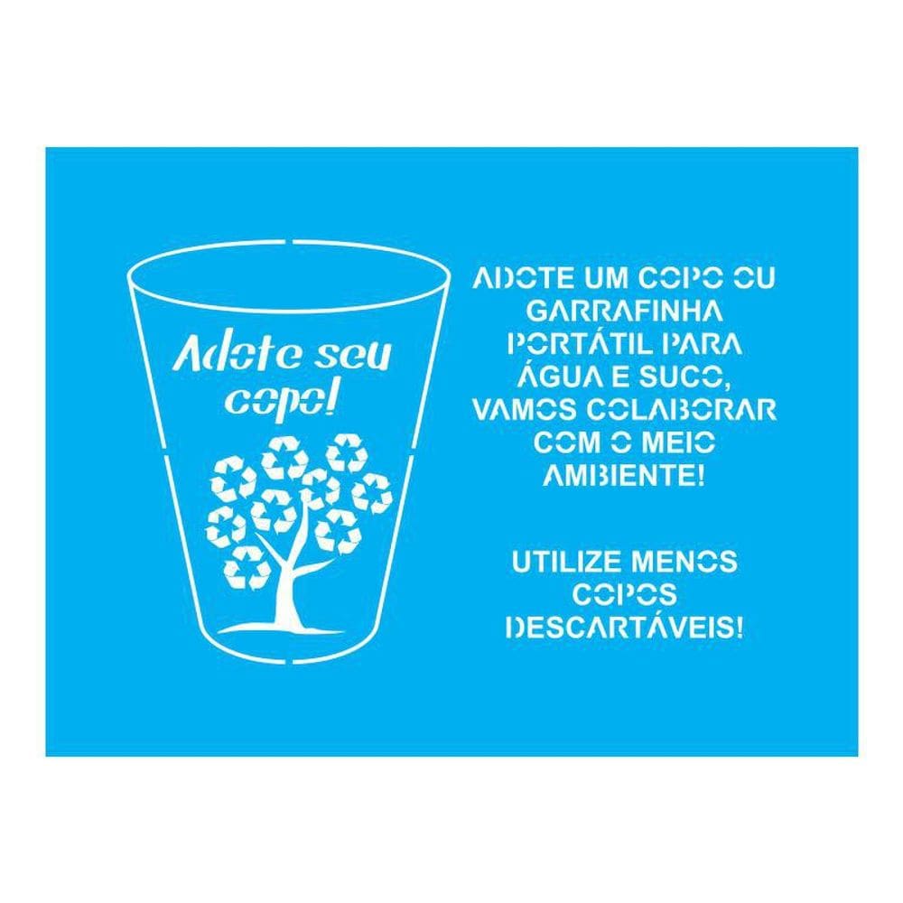 Stencil Tamako Adote Seu Copo - 15X20Cm - Ref A2898