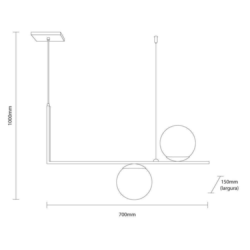 Lustre Pendente Jabuticaba Havana L2 Vidro Globo Leitoso