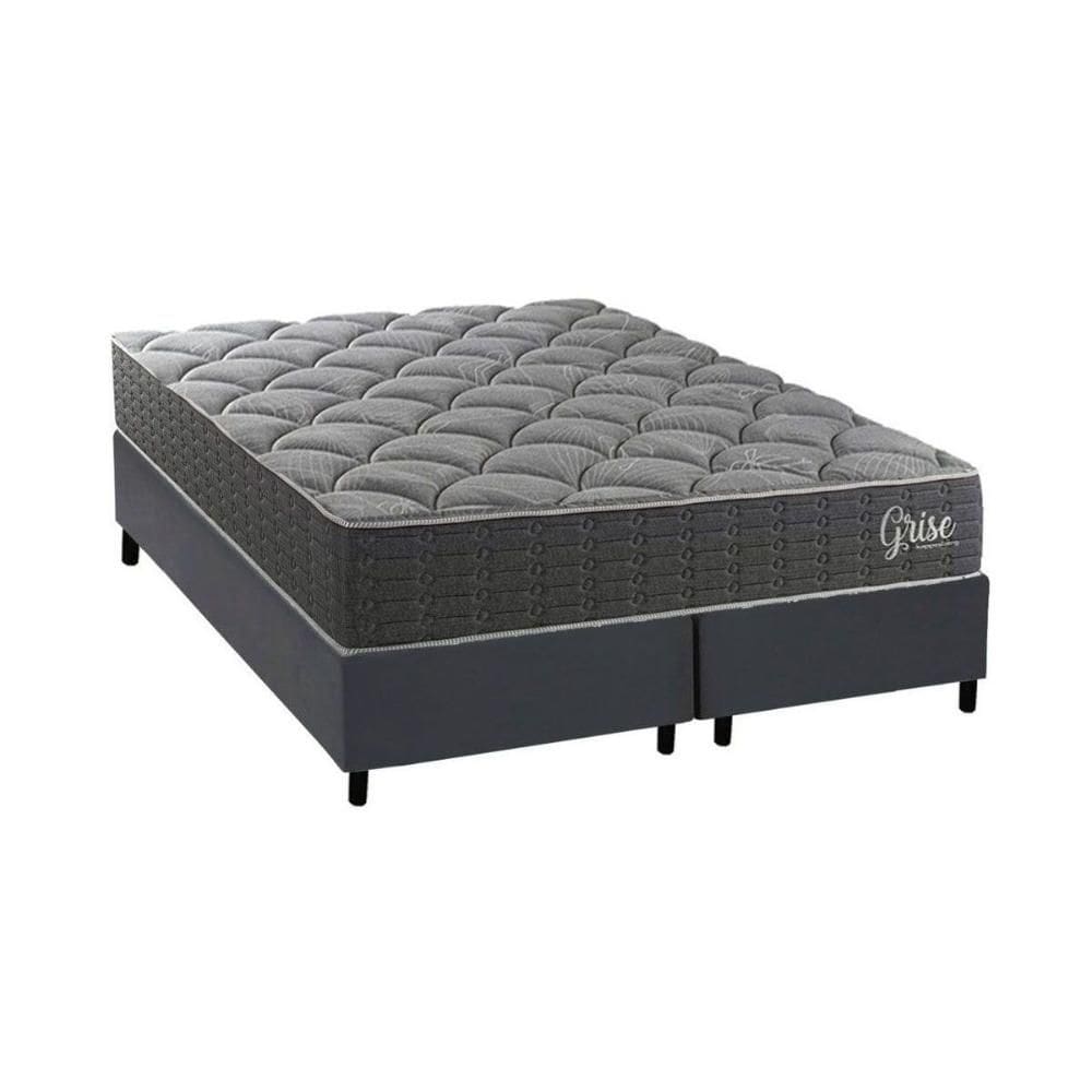 Cama Box NOVO + Colchão Ortopédico Kappesberg D40 Anatômico Grise + Base CRC Corano Gray
