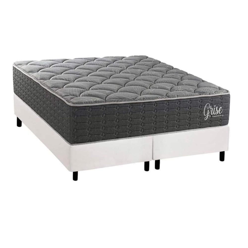Cama Box NOVO + Colchão Ortopédico Kappesberg D40 Anatômico Grise + Base CRC Corano White