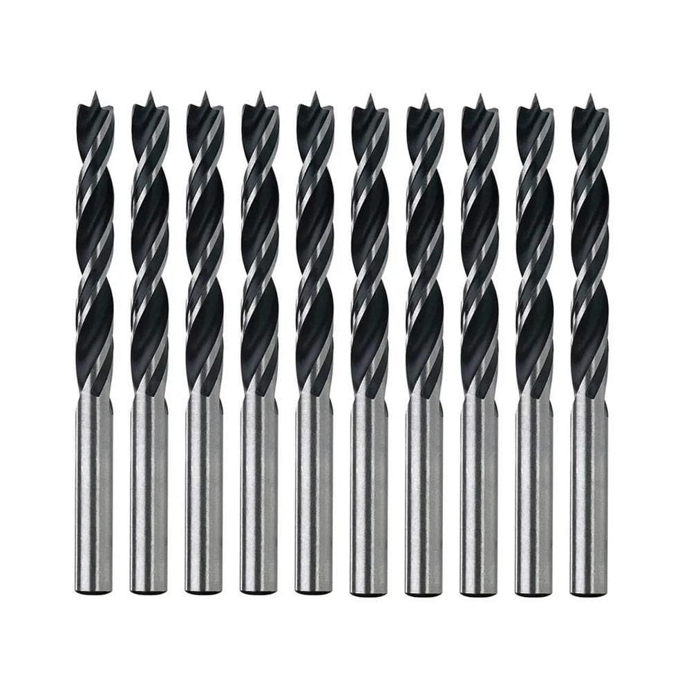 Kit 10 Brocas Para Madeira 6Mm X 93Mm 3 Pontas Aço Cromo