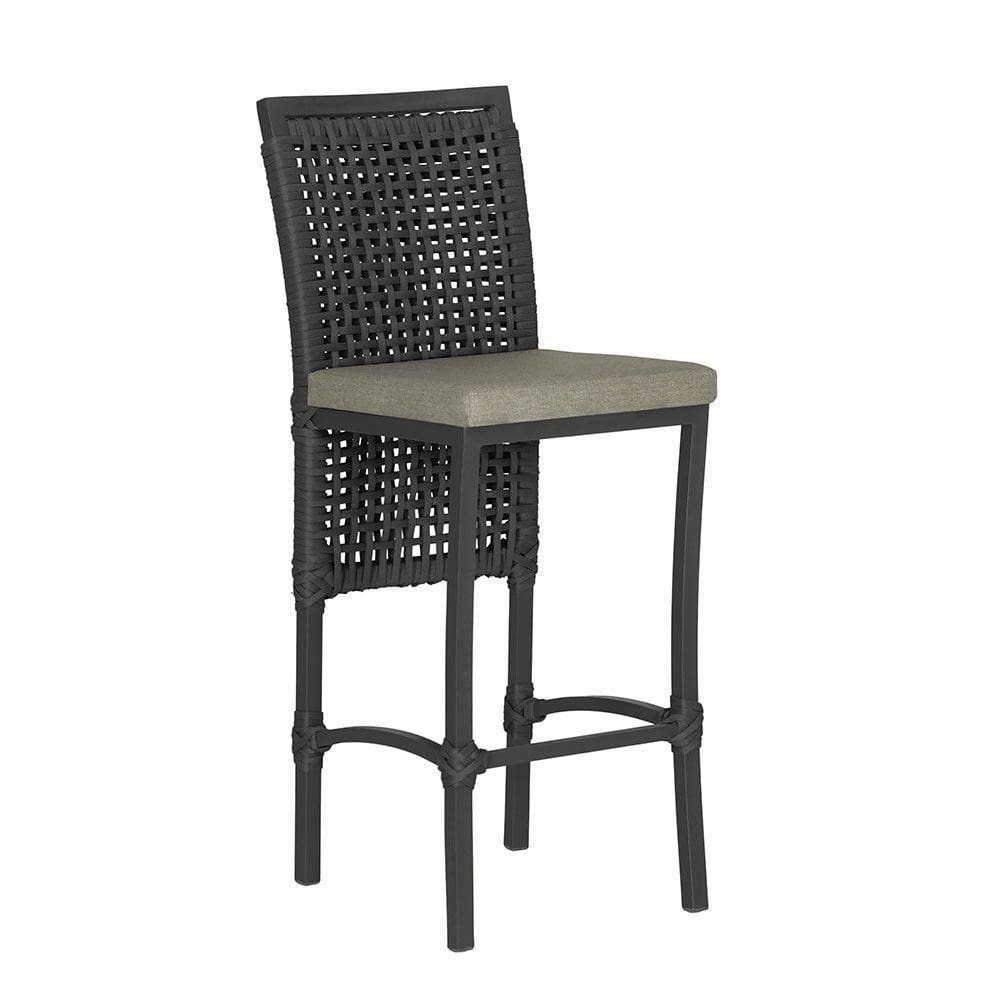 Banqueta Em Alumínio Roma Preta Corda Náutica Tecido 8 Preta