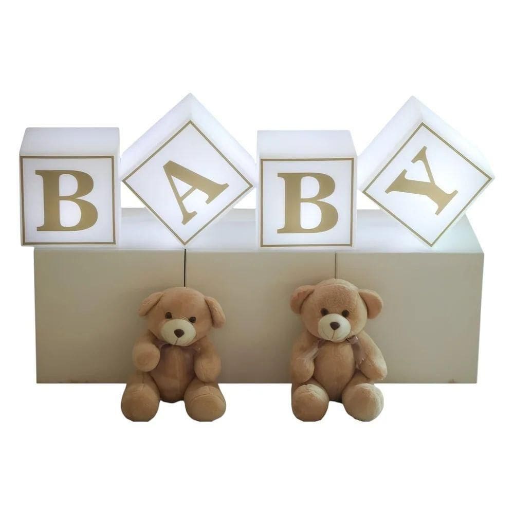 Cubic Led - Kit 4 Cubos Iluminados Para Decorar Seu Chá Revelação E Eventos Especiais