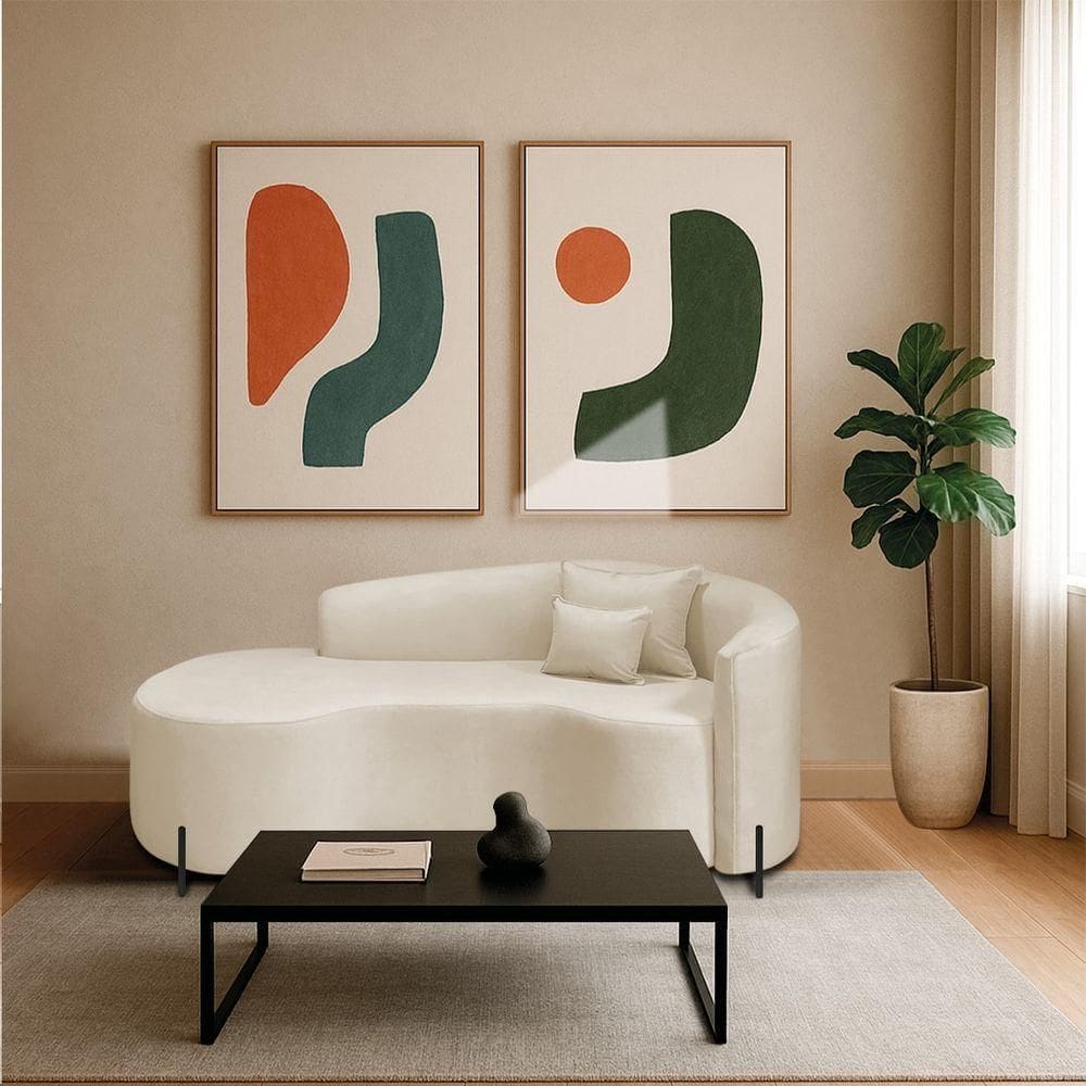 Divã Recamier Curvo Sala De Estar Recepção Inglaterra 180cm Pés Metal Preto Lado Esquerdo Bouclé Bege