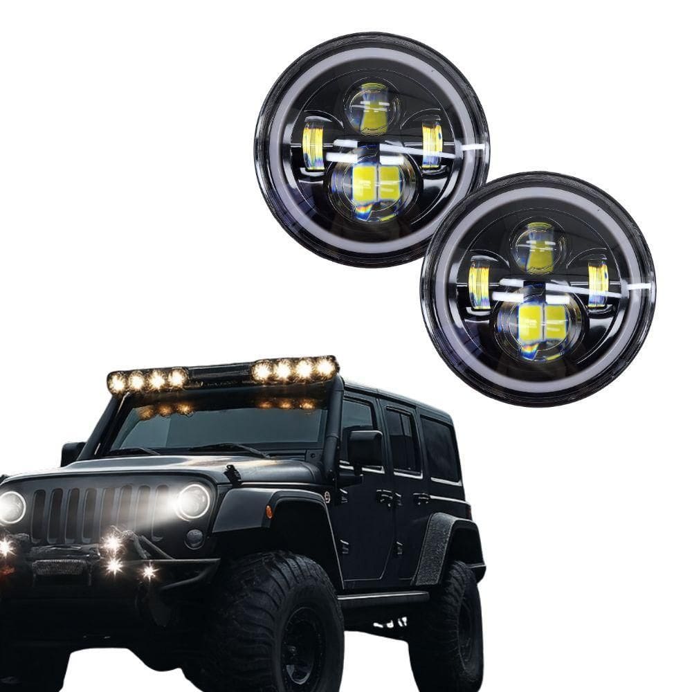 Farol De Led Redondo 7 Alto E Baixo 40W Par