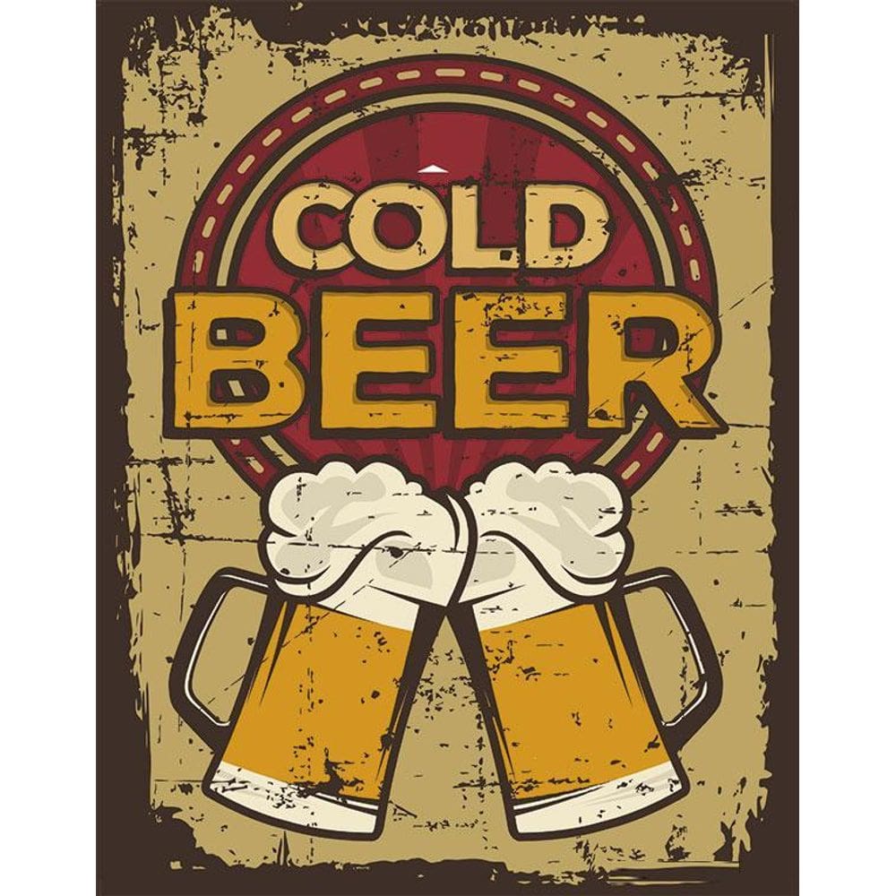 Placa Decorativa - Cold Beer Cerveja Modelo 2 Pints 36X46