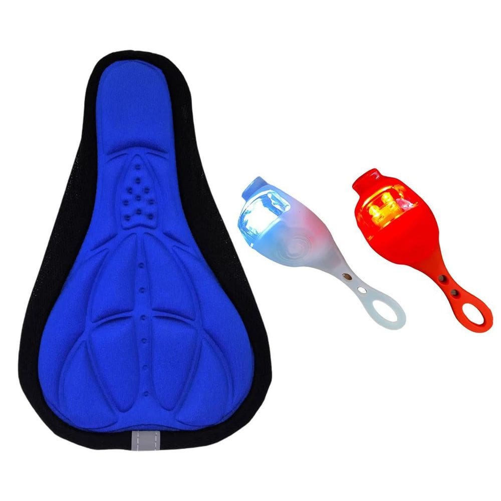 Kit Acessórios Bike 2 Lanterna Pisca Alerta Capa Banco Macia