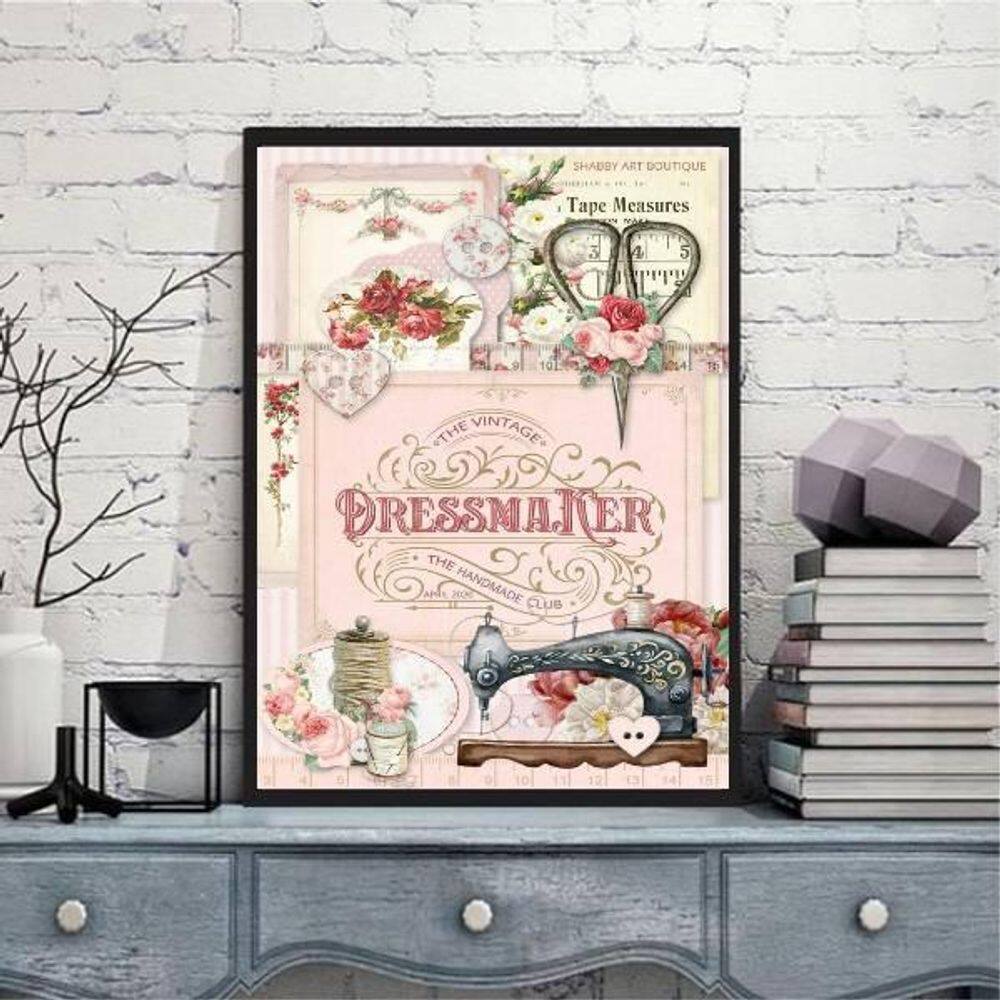 Quadro Decorativo Atelier De Costura 24X18Cm Moldura Preta