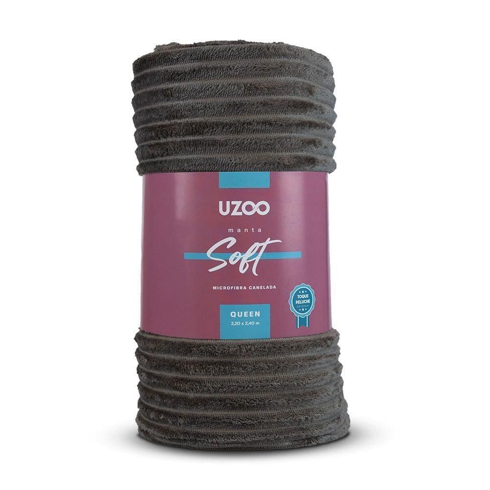 Manta Microfibra Flannel Soft Queen Canelada 220x240cm - Uzoo Manta Microfibra Flannel Soft Queen Canelada 220x240cm Marrom