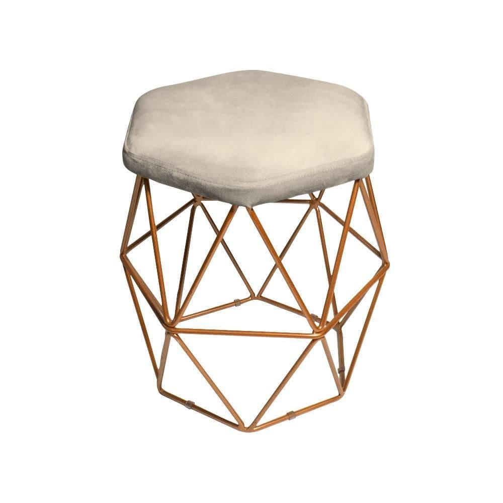 Puff Aramado Bege Base De Ferro Rose Gold Web Shop Moveis