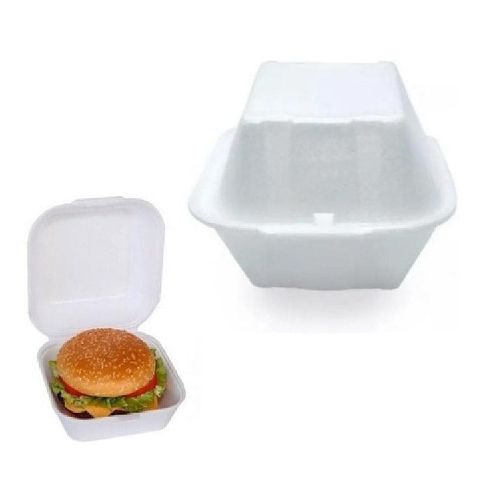 400 Hamburgueira De Isopor Pequena H01 Branca  1 Fardo
