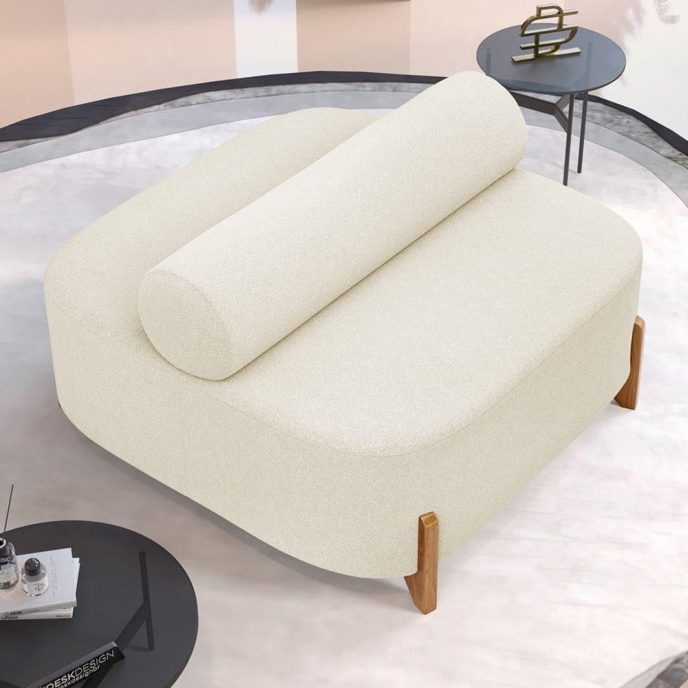 Sofá Ilha Orgânico Living Evo 125cm 02 Lugares Bouclê Bege - Desk Design Bege