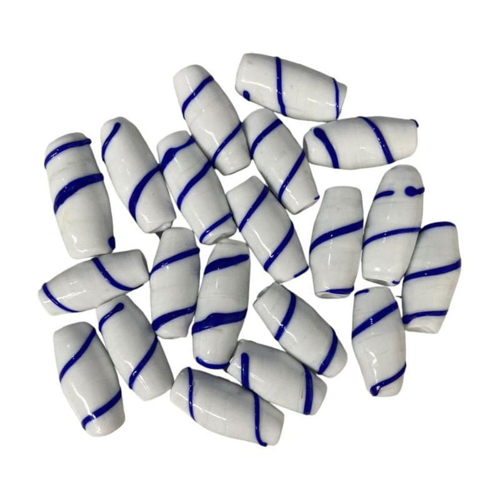 Kit 7 Firmas Azeitona 35X15Mm Branca E Azul Es Murano Guias