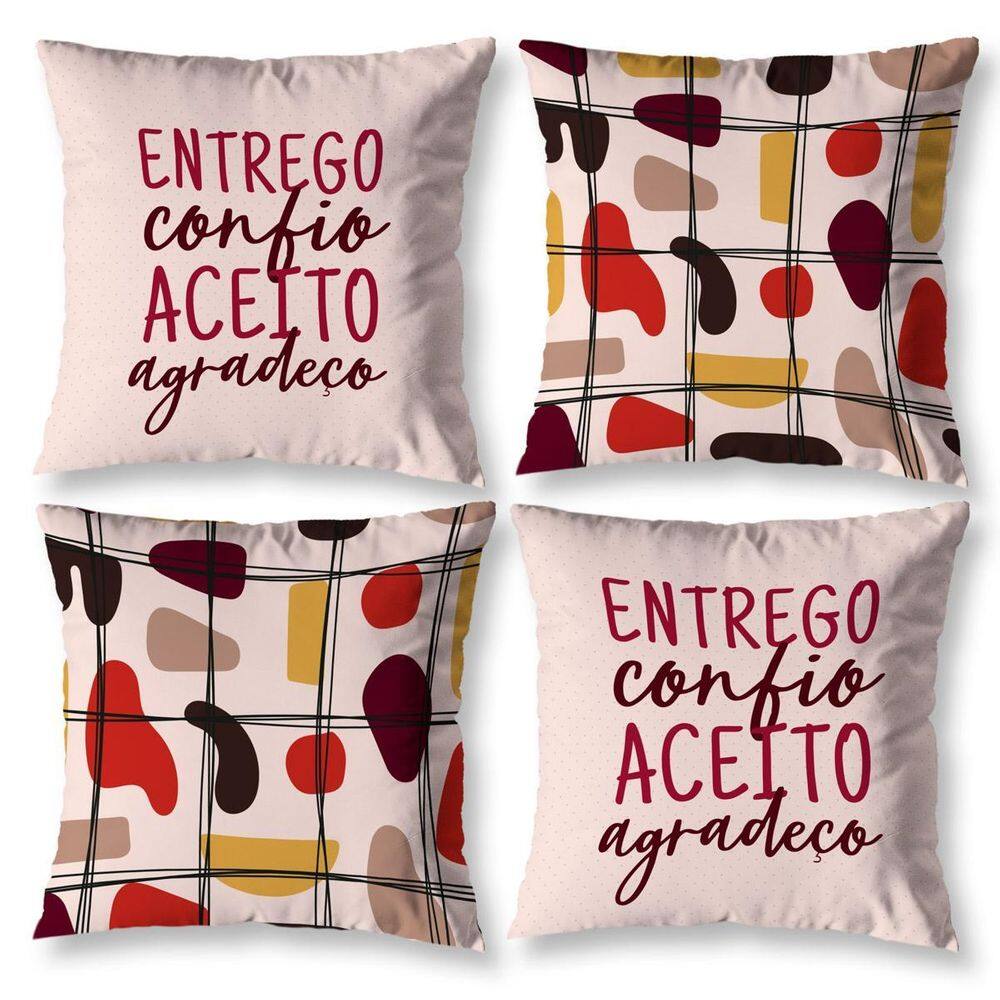 Kit 4 Almofadas Cheias Sala 40Cm X 40Cm Estampadas Entrego