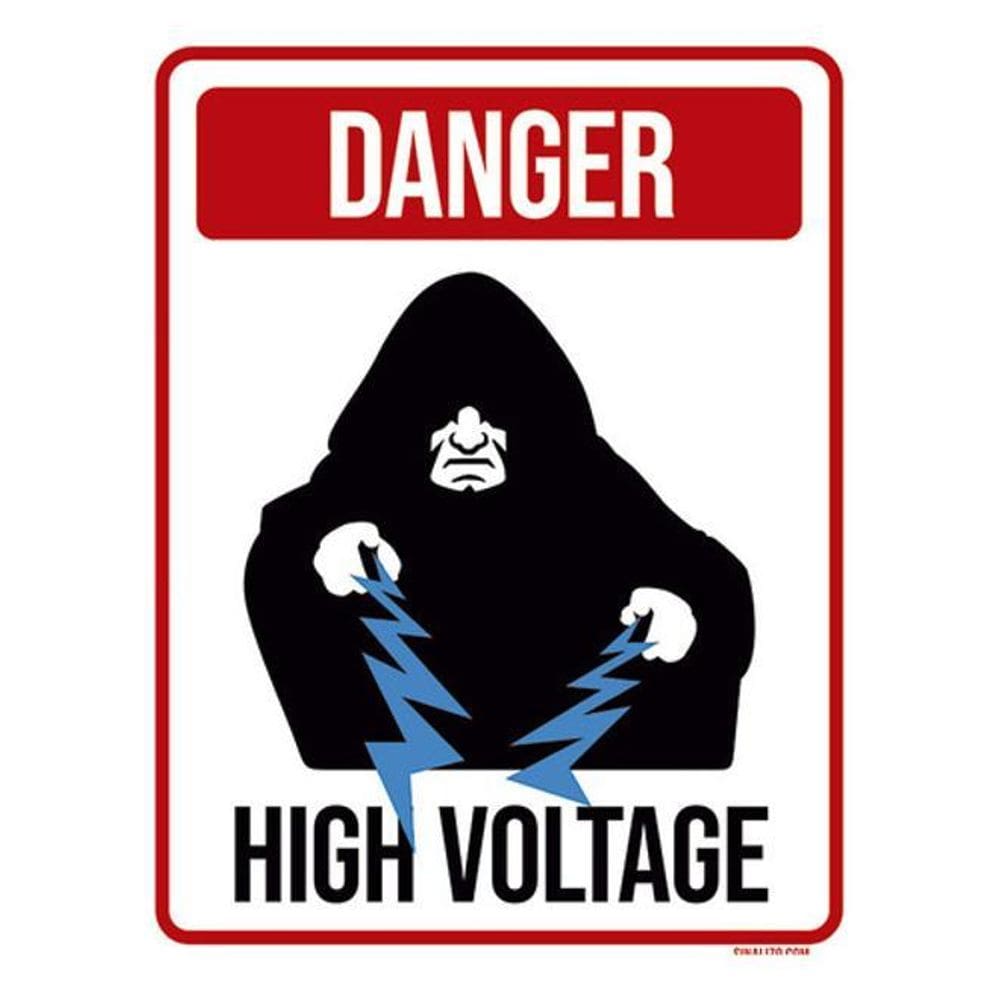 Kit 5 Placas Danger High Voltage Imperador 36X46