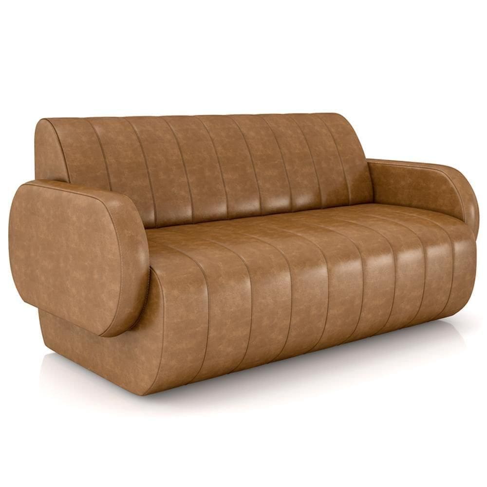 Sofá 3 Lugares Sala Living Orgânico 188cm Fávara K01 Couríssimo Whisky - Lyam Decor