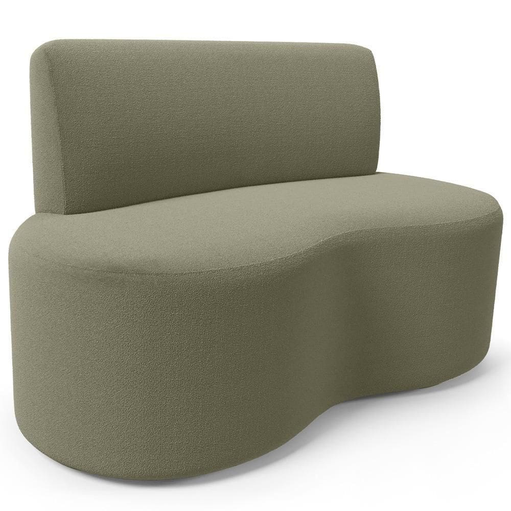 Sofá 2 Lugares Orgânico Para Sala De Estar Living Larissa L02 Bouclê Oliva - Lyam Decor