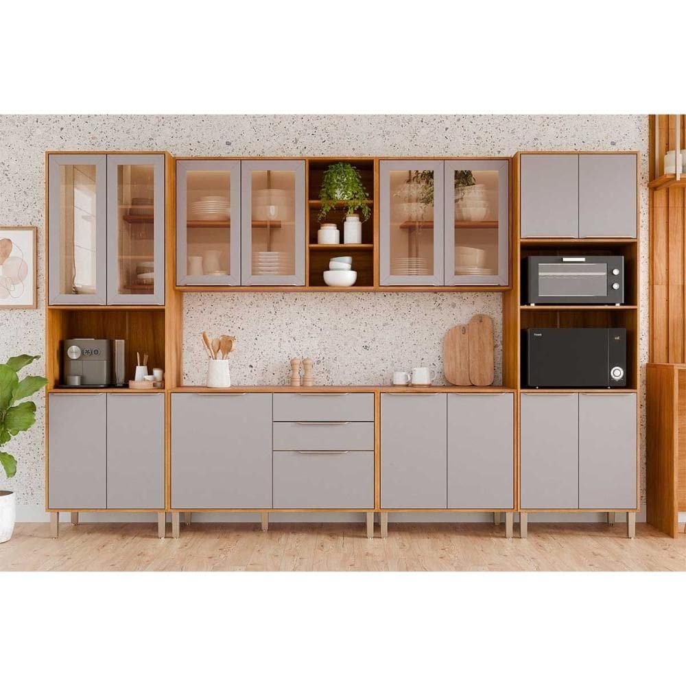 Cozinha Modulada MGM 6 Peças Brilhante C6P138 Cinamomo/Platina