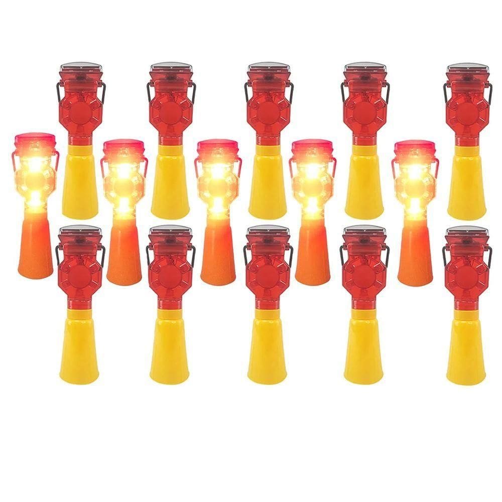 Sinalizador Solar Viario Kit 15 Uni Obra Estrada Rodovia Transito Construçao Reparo Acidente Segurança