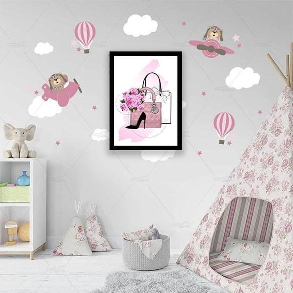 Quadro Decorativo Bolsas Com Sapato 45X34Cm