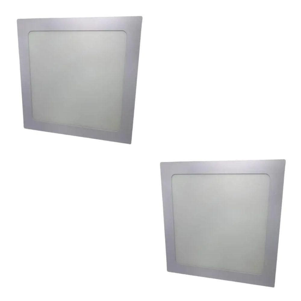 Kit Com 2 Painéis Plafon Led Embutir Quadrado 18w 6500k Max-0359