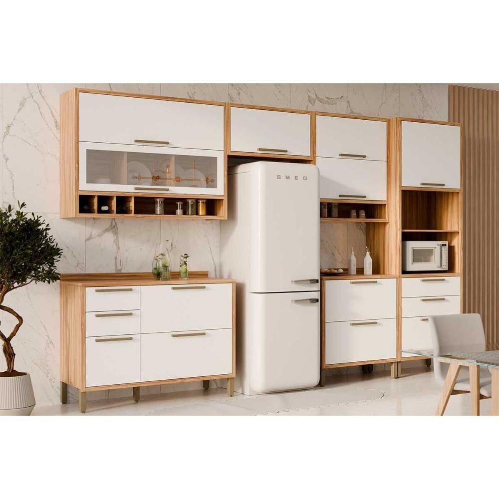 Cozinha Modulada Ronipa 6 Peças Syrah C6P113 Amendoa/Branco