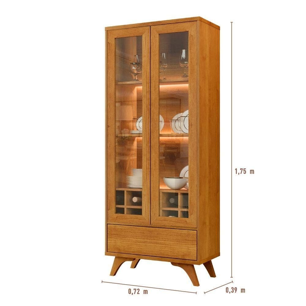 Cristaleira Adega Reflecta 2 Portas De Vidro C- Led - Mavaular Naturalle