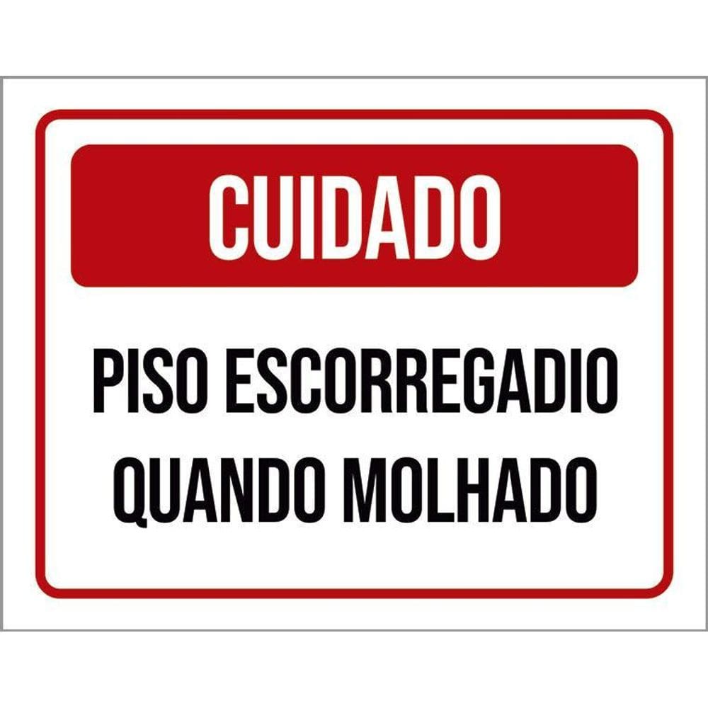 Placa Cuidado Piso Escorregadio Quando Molhado 36X46
