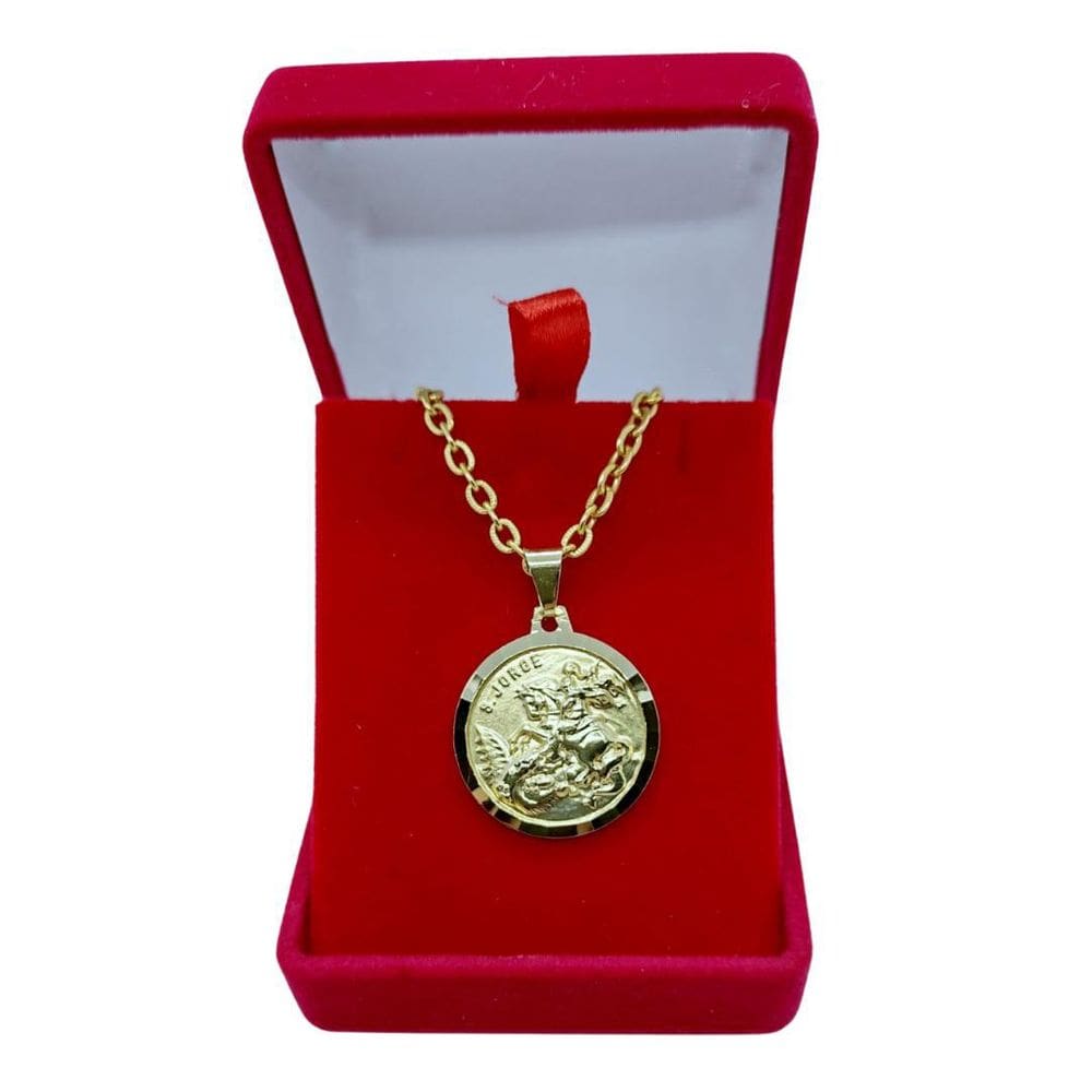 Colar Medalha São Jorge Folheado a Ouro 18K